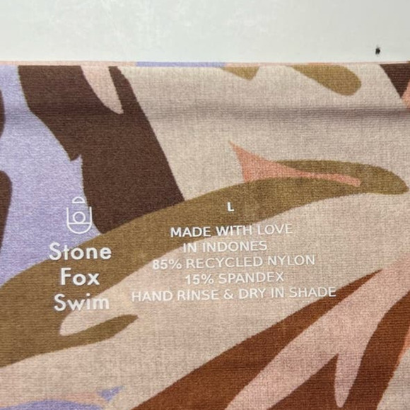 NWT Fox Stone Swim LeLe Bikini Top, Bandeau, Pastel Petal Brown/Pink, size Large - Picture 8 of 16